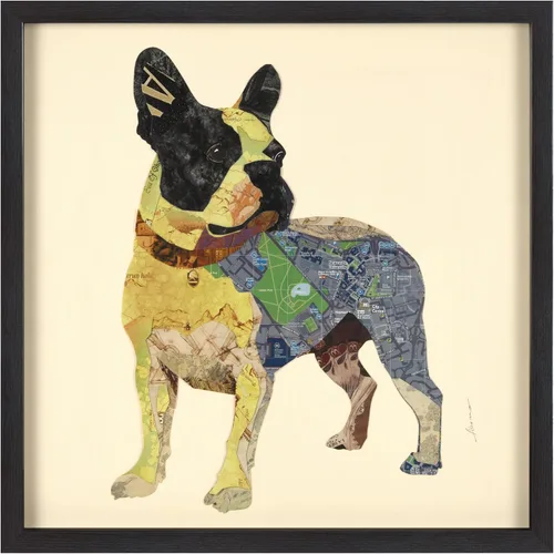 Miniatura 26 de Empire Art Direct Alex Zeng - Papel gráfico enmarcado con collage dimensional de bulldog francés bajo vidrio, listo para colgar, 17 x 17 pulgadas