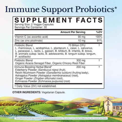 Miniatura 2 de Vitalitown Probióticos 70 mil millones de UFC, suplemento de probióticos de apoyo inmunológico, 15 cepas de fuerza clínica, con vitamina C, zinc