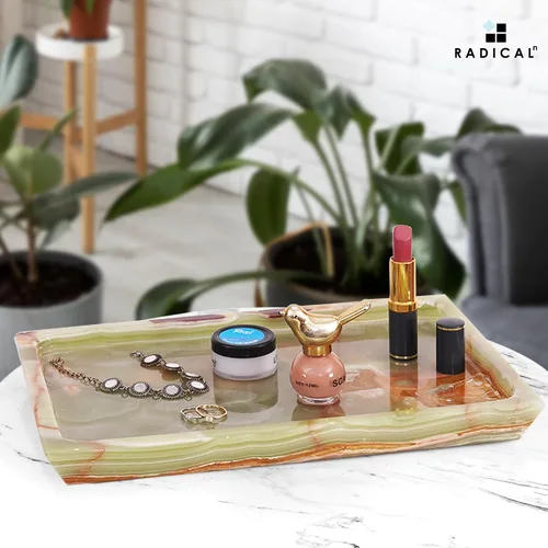 Miniatura 2 de Radicaln Bandeja rectangular de mármol de 12 pulgadas hecha a mano verde para decoración de cocina, bandeja ideal para baño y mesa auxiliar, plato