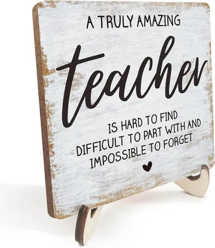 Decoración decorativa de escritorio motivacional para profesores, regalos de agradecimiento positivo para profesores, placa con soporte de madera,