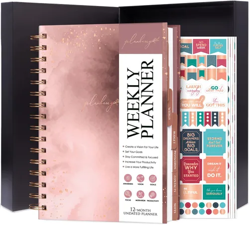 Miniatura 10 de PLANBERRY Planificador semanal premium – Organizador de vida sin fecha y planificador de presupuesto – Gestión del tiempo, establecimiento