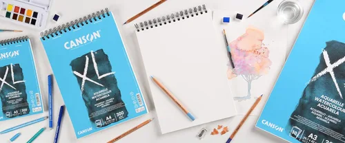 Miniatura 5 de CANSON XL Papel de acuarela 300 g/m² A5, prensado en frío, bloc espiral lado corto, 30 hojas blancas, ideal para artistas profesionales