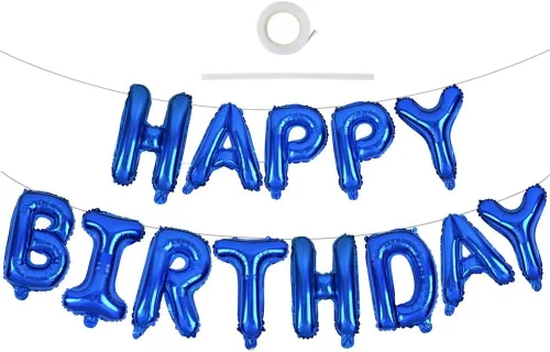 Miniatura 32 de TONIFUL Pancarta de Globos Negros de Feliz Cumpleaños de 16 Pulgadas con Letras de Papel de Aluminio Mylar, Cartel Banderín Reutilizable