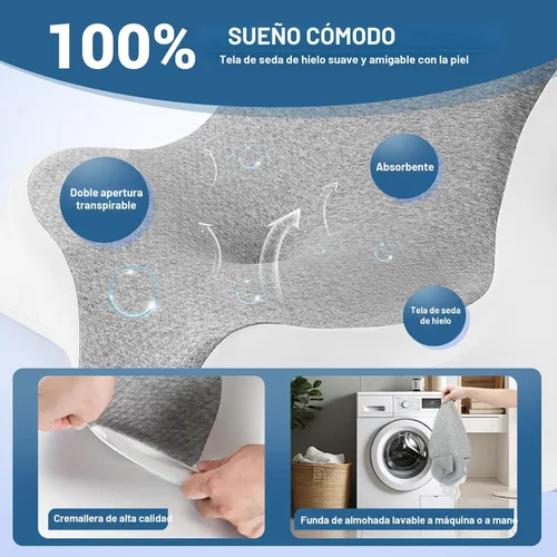 Miniatura 6 de Almohada de lectura para cama, para estar acostado, inclinado y boca abajo, almohada ergonómica de espuma viscoelástica en cuña para cabecero