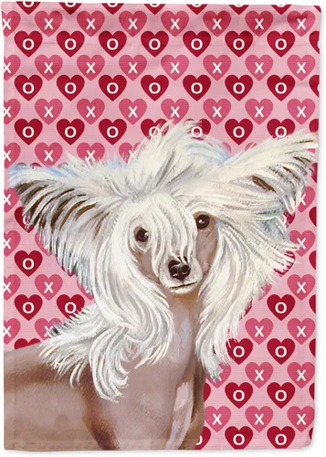 Miniatura 329 de Caroline's Treasures SS4484GF Bandera de jardín con diseño de bulldog inglés y corazones para el Día de San Valentín, bandera decorativa para patio
