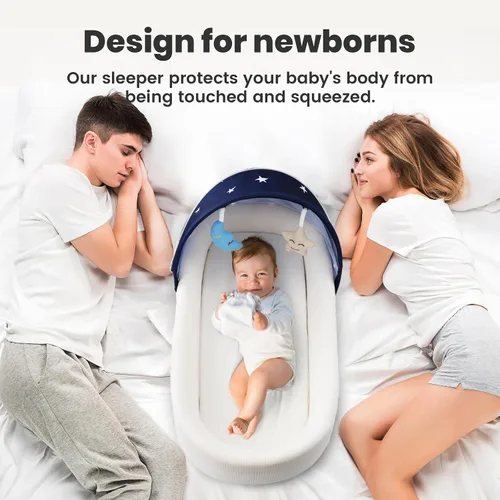 Miniatura 7 de Cuna portátil para bebé, moisés de viaje para recién nacidos y bebés, adecuado para transporte en interiores y exteriores, ligero, plegable
