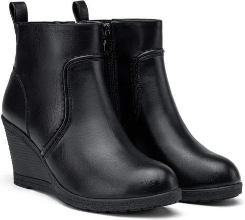 Miniatura 4 de Vepose Botines de cuña 9679 para mujer, botines clásicos con cremallera lateral para mujer