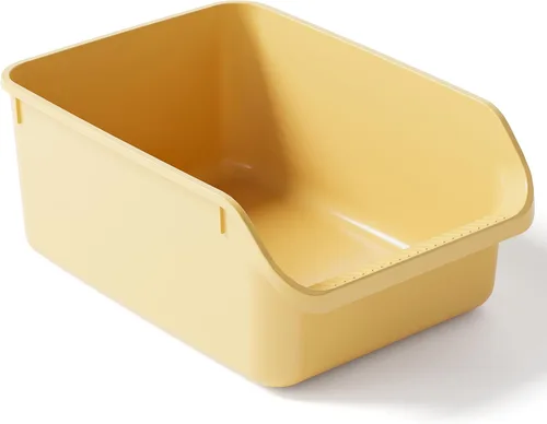 Miniatura 8 de Caja de arena para gatos con lados altos, antisalpicaduras para gatos de interior, cajas de arena para gatos de entrada baja (blanco)