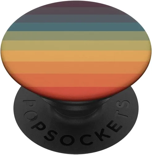 PopSockets - Agarre y soporte para teléfonos y tabletas, diseño retro de rayas, color arco iris