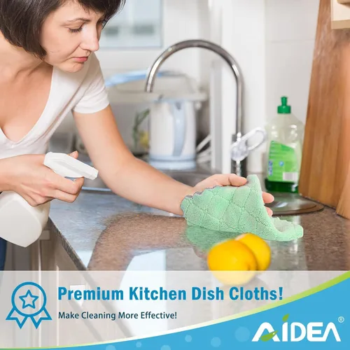 Miniatura 5 de AIDEA Toallas de cocina, paquete de 12 paños absorbentes de forro polar coral, sin olor, reutilizables, paños de limpieza de microfibra, paños