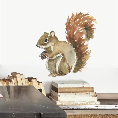 Miniatura 4 de Calcomanías de pared con diseño de ardilla, diseño de animales de la naturaleza, removibles, para sala de estar, dormitorio, guardería, habitación