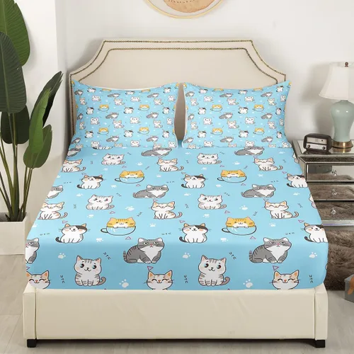 Miniatura 3 de Erosebridal Juego de sábanas Kawaii con diseño de animales lindos para niñas y niños, juego de sábanas de dibujos animados con diseño de pata