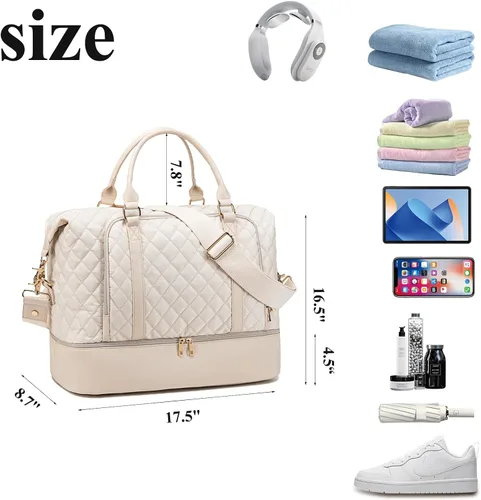 Miniatura 48 de CAMTOP - Bolsa de viaje de fin de semana para mujer, bolsa de lona con espacio para laptop de15.6 pulgadas