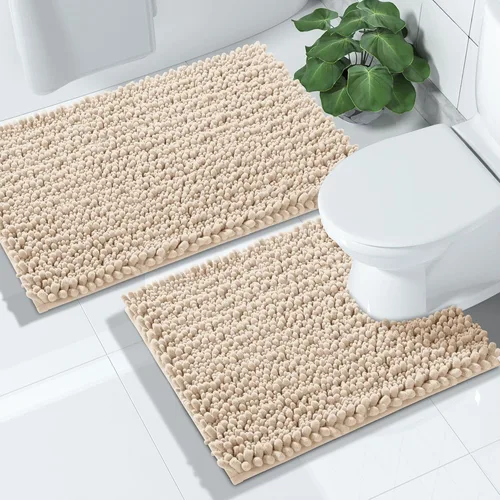Miniatura 39 de Yimobra - Juego de alfombras de baño de 2 piezas - Alfombra de baño de felpa de lujo extra gruesa de secado rápido, antideslizante súper absorbente