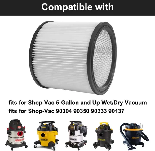 Miniatura 2 de Filtro de repuesto para aspiradora Shop Vac 90304 90350 90333 903-04-00 9030400 de 5 galones y filtro grande para húmedo y seco
