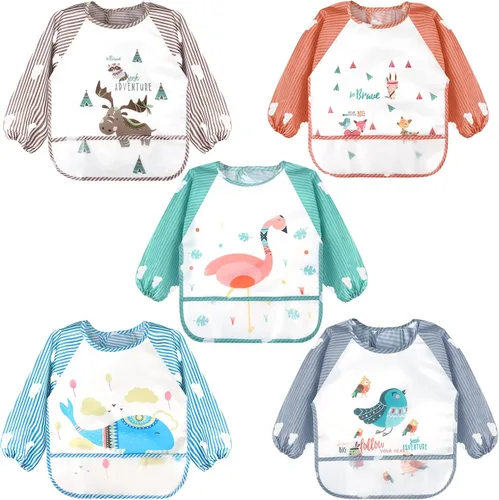 Miniatura 8 de Accmor Long Sleeve Baby Bibs, Waterproof Sleeved Bibs Smock for Toddler Baby Girls Boys Eating Feeding