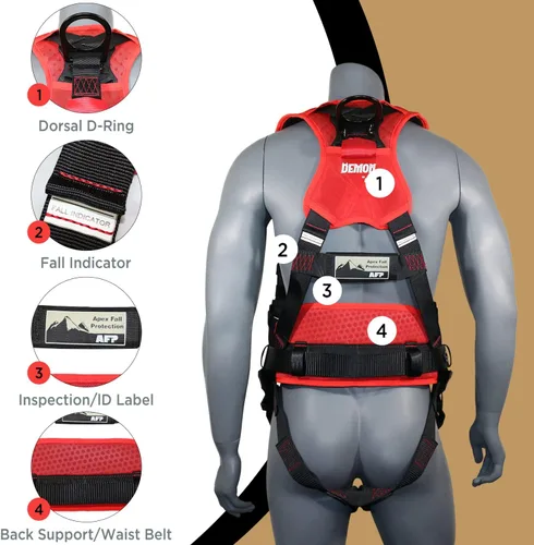 Miniatura 26 de Kit de arnés de protección contra caídas cómodo AFP Demon – Arnés de seguridad de cuerpo completo OSHA/ANSI PPE para trabajo de construcción