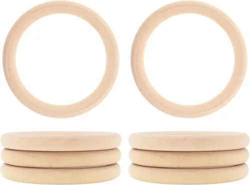 Miniatura 22 de Mandala Crafts Suministros de anillos de macramé de madera de 1.575 pulgadas, 70 círculos de madera natural sin terminar para la fabricación de joyas