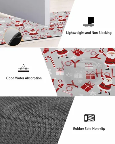 Miniatura 3 de Tapete de baño de Navidad para bañera, antideslizante, de secado rápido y absorbente, tierra de diatomeas, fregadero de ducha, tapete lavable