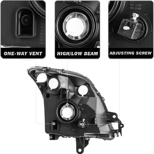 Miniatura 3 de SOCKIR Conjunto de faros delanteros compatible con bombillas Nissan Sentra 2007-2009 incluidas, faro negro para el lado del pasajero y del conductor