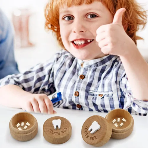 Miniatura 3 de free-space Caja de madera tallada en 3D, caja de almacenamiento de recuerdos de dientes caídos, regalo para niño o niña (2 cajas de dientes)