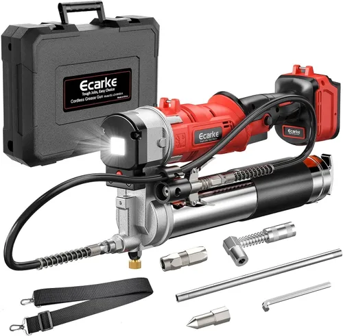 Ecarke Pistola de engrase inalámbrica compatible con batería Milwaukee de 18 V, pistola de engrase eléctrica máxima de 12000 PSI, pistola doble y