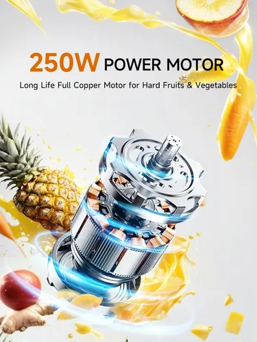 Miniatura 5 de Máquina exprimidora lenta para verduras y frutas, extractor de masticación en frío, apio, hierba de trigo, hojas verdes, zanahoria, jengibre