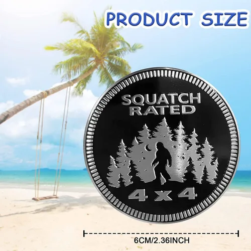 Miniatura 4 de Squatch Badge Emblema de Coche Clasificado, Insignia de Metal Automotriz Bigfoot 4 x 4, Emblemas de Insignias de Coche de Metal 3D, Emblema Redondo