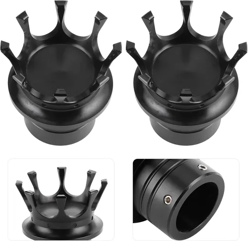 Miniatura 9 de Tapas de eje delantero para motocicleta CNC aleación de aluminio ajuste de precisión diseño de corona (negro) - 2 piezas