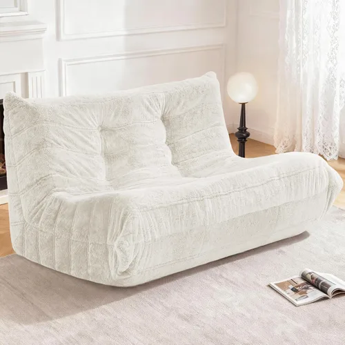 Miniatura 57 de Puf para adultos, silla puf grande, sillón con relleno de espuma viscoelástica para el hogar, apartamento o sala de juegos, gris afelpado Felpa gris