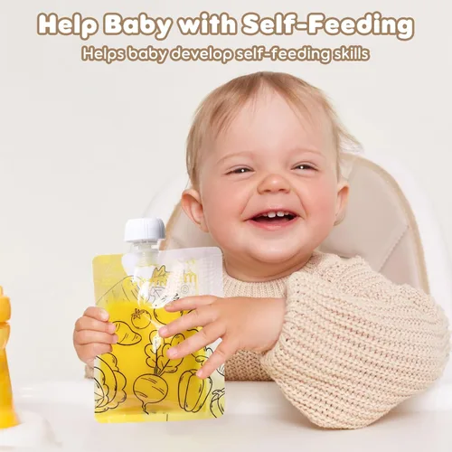 Miniatura 2 de Paquete de 15 bolsas reutilizables para alimentos de bebé para niños pequeños, bolsa de compresión recargable para compota de manzana, yogur, puré