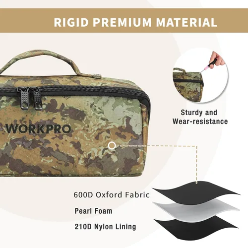 Miniatura 4 de WORKPRO Bolsa de herramientas con cremallera, bolsa de almacenamiento de herramientas resistente de 10" de boca ancha, bolsa de herramientas