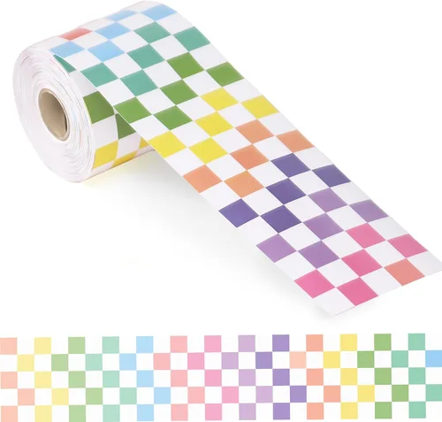 Miniatura 12 de Borde de tablero de anuncios de bandera a cuadros en blanco y negro de 66 pies, borde troquelado a cuadros, rollo de recortes de papel