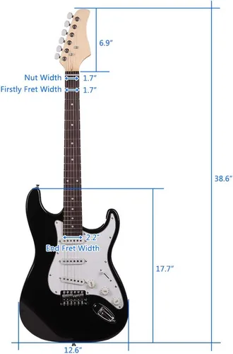 Miniatura 2 de Guitarra eléctrica de diapasón de palisandro de 39 pulgadas, kit de guitarra eléctrica para principiantes de cuerpo sólido de tamaño completo