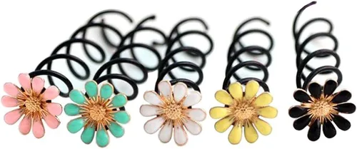 Vpang 5 horquillas de pelo en espiral de margarita, espiral, bobinas para el cabello, pinzas para el cabello para boda, nupcial, flor de metal,