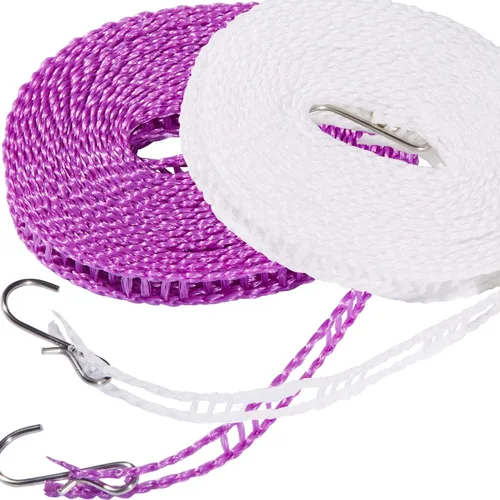 Miniatura 9 de Foshine Clotheslines - Paquete de 3 cuerdas de secado de ropa de 1.64 pies de longitud, portátil, resistente al viento, 16.4 ft, tendedero