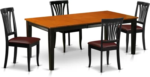 East West Furniture QUAV5-BCH-LC - Juego de comedor de 5 piezas, incluye una mesa rectangular con hojas de mariposa y 4 sillas de comedor tapizadas