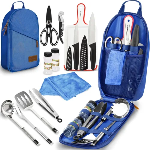 Miniatura 2 de Juego de utensilios de cocina para campamento, organizador de viaje, accesorios de parrilla, equipo compacto portátil para mochileros, barbacoa, 12