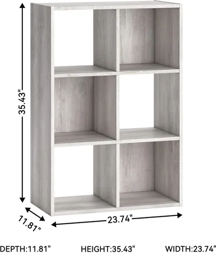 Miniatura 3 de Diseño exclusivo de Ashley Paxberry. Organizador de almacenamiento o librero moderno de 6 cubos, color blanqueado