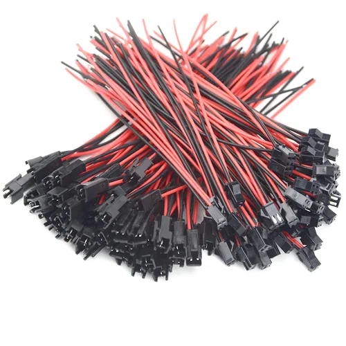 Miniatura 4 de 100 unidades, 50 pares JST SM 2PIN 24AWG hembra y macho enchufe de conexión con conector de terminal rojo y negro, cable de cable para tira de luz