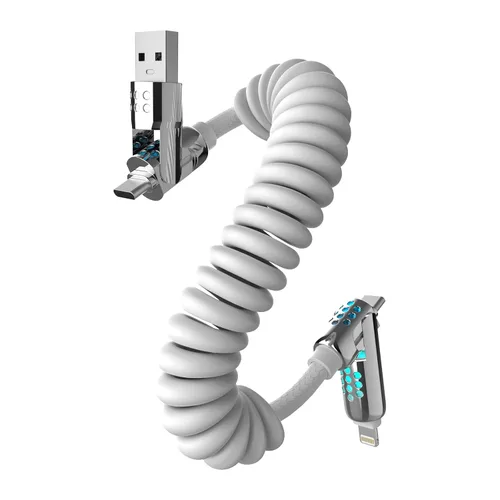 Miniatura 16 de MFish Cable de carga rápida 4 en 1, 6.6 pies 240 W PD 3.1 USB-A/USB-C a USB-C e Lightning, cable de carga múltiple de silicona con funda, compatible