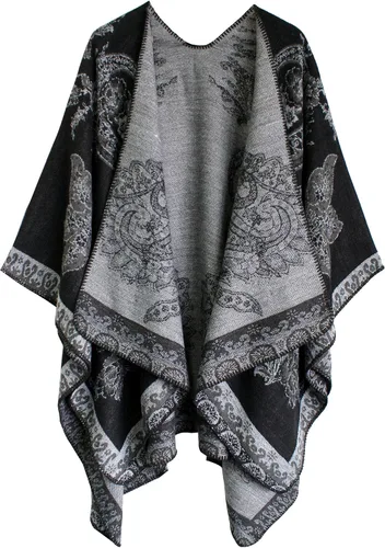 Miniatura 107 de Urban CoCo Poncho de colores para mujer, chal con frente abierto, color en bloques