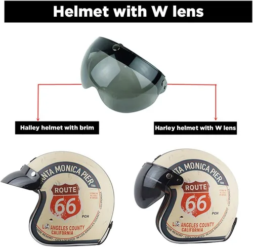 Miniatura 7 de Visera universal de casco retro de 3 broches a prueba de viento, visera de casco de motocicleta de media cara, lente de visera abatible
