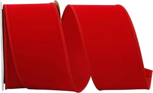 Miniatura 4 de Cinta Reliant Ribbon 92270W-957-40K Value Velvet con borde de alambre, 2-1/2 pulgadas x 50 yardas, escarlata/oro
