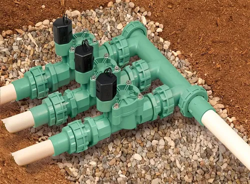 Miniatura 3 de Orbit 91207 Colector de rociadores premontado de 3 válvulas para tubería de polietileno