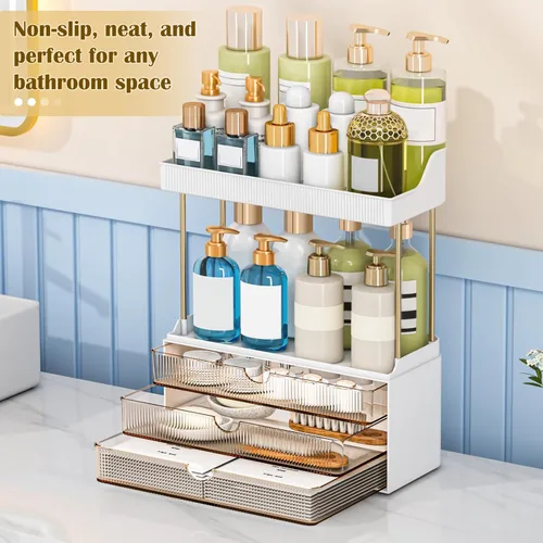 Miniatura 3 de caktraie Organizadores y Almacenamiento de Baño - Organizador de Maquillaje de 3 Cajones y 2 Niveles, Cajón de Almacenamiento de Cosméticos