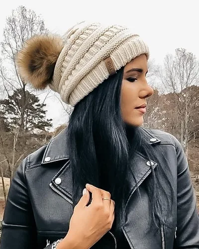 Miniatura 6 de FURTALK Womens Winter Knit Slouchy Beanie Hat Warm Skull Ski Cap Faux Fur Pom Pom Hats for Women