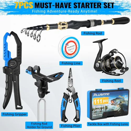 Miniatura 2 de PLUSINNO Fishing Gear,Full Fishing Pole kit Include Fishing Rod and Reel Combo, Tackle Box with Fishing Lures, Fishing Accessories, Fishing