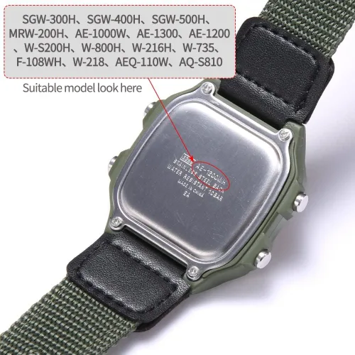 Miniatura 5 de Correa de nailon de 0.709in de repuesto para Casio AE1200WH AE-1000 SGW-300H400 W-735 PRG270 correa de reloj de cuero