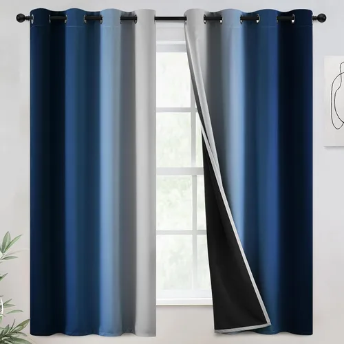 Miniatura 35 de COSVIYA - Cortinas 100% opacas y visillos con ombre, cortinas negras de 63 pulgadas de largo, 2 paneles, cortinas de oscurecimiento total